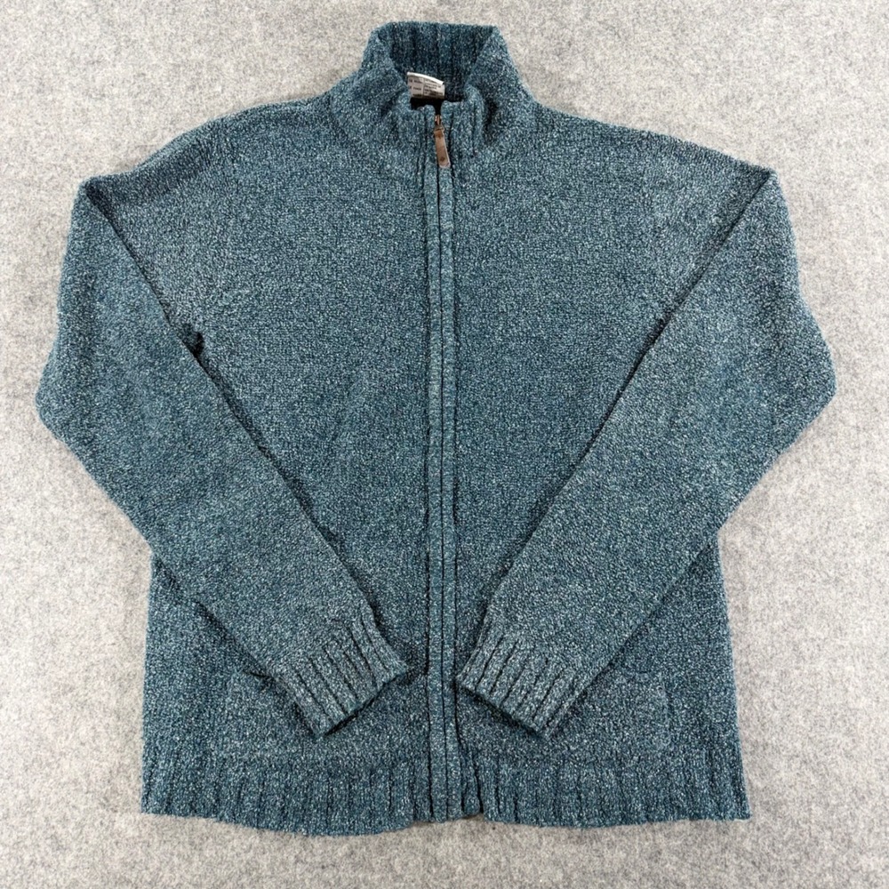 Columbia Womens Plus 1X Blue Marl Full Zip Mock Neck Knit Sweater Jacket